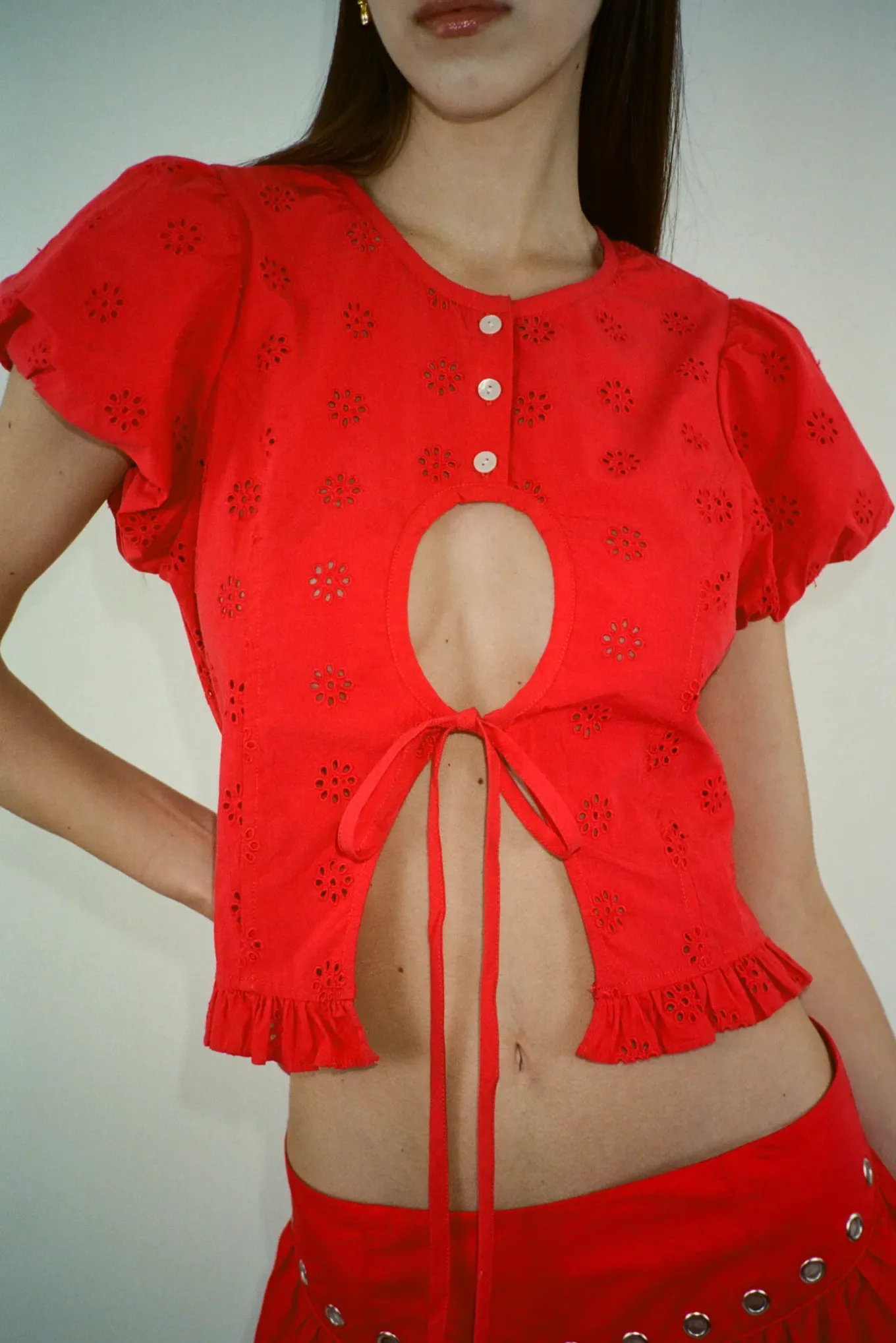 Clearance Sandy Liang Cameo Top In Red
