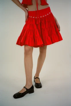Best Sale Sandy Liang Chumi Skirt In Red