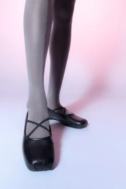 Store Sandy Liang Criss Cross Pointe In Black Nappa