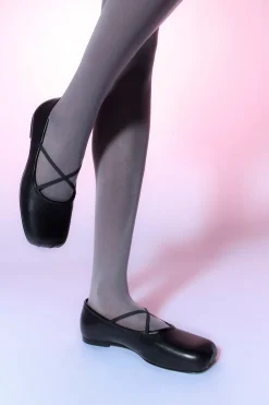 Store Sandy Liang Criss Cross Pointe In Black Nappa