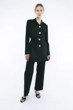 Discount Sandy Liang Greene Coat In Black