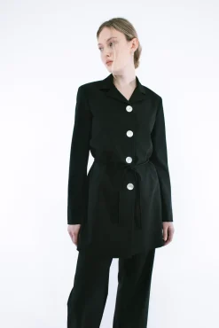 Discount Sandy Liang Greene Coat In Black