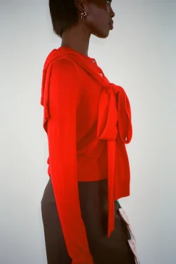 Best Sale Sandy Liang Hermit Cardigan In Red