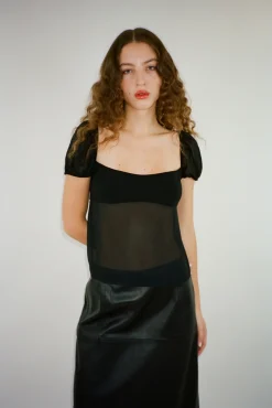 New Sandy Liang Katina Top In Black