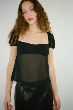New Sandy Liang Katina Top In Black