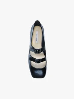 Clearance Sandy Liang Mj Double Strap In Black Spazzolato