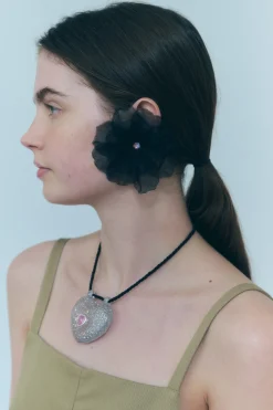 Fashion Sandy Liang Muff Earrings In Black