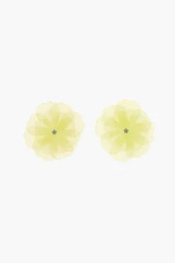 Store Sandy Liang Muff Earrings In Lemon
