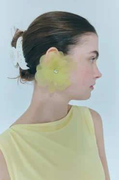 Store Sandy Liang Muff Earrings In Lemon