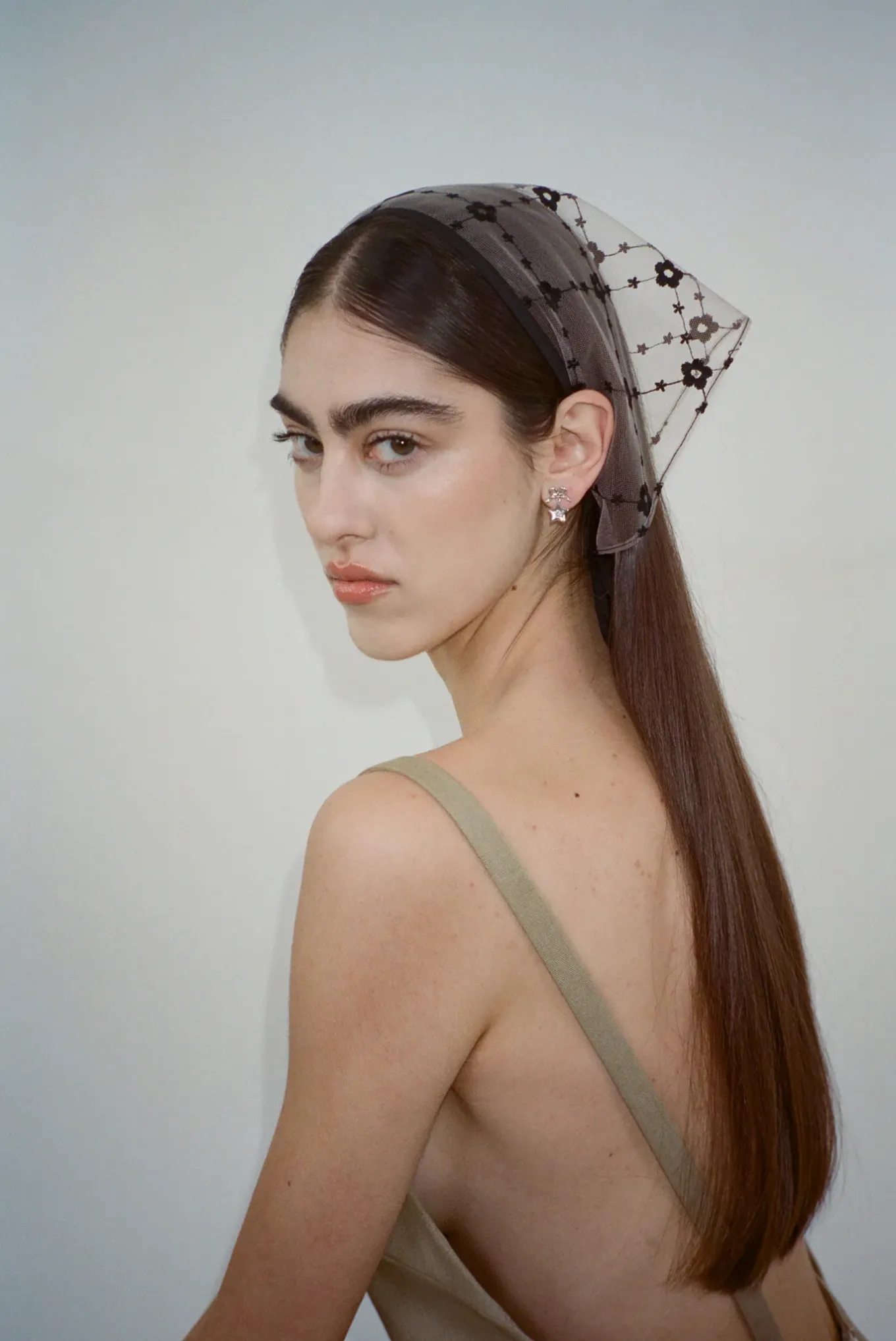 Hot Sandy Liang Ninety Bandana In Flower Grid