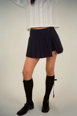Shop Sandy Liang Paris Skort In Dark Navy