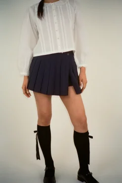 Shop Sandy Liang Paris Skort In Dark Navy