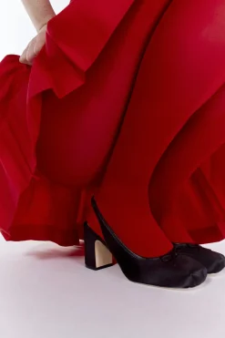 Discount Sandy Liang Slingback 75 In Black Satin