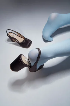 Fashion Sandy Liang Slingback 75 In Brunette Satin
