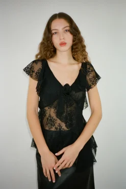 Sale Sandy Liang Torino Top In Black