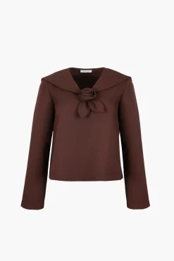 Best Sale Sandy Liang Umi Top In Espresso