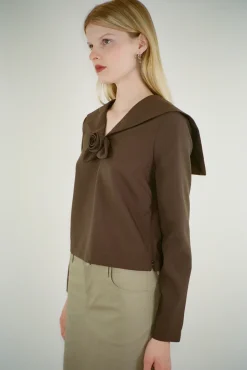 Best Sale Sandy Liang Umi Top In Espresso