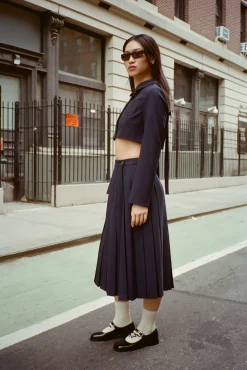 Outlet Sandy Liang Uniform Skort In Dark Navy